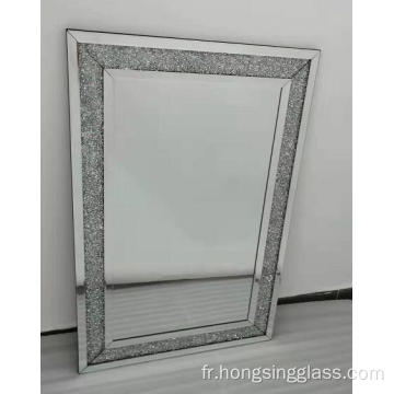 Miroir transparent rectangulaire en diamant en cristaux miroir MDF